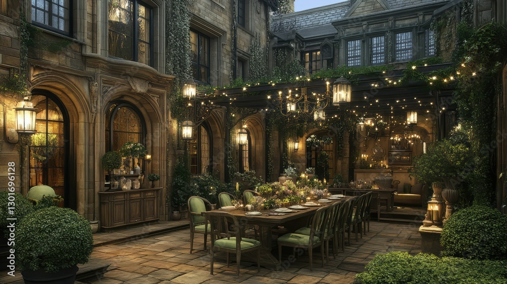 Fototapeta premium Elegant Courtyard Dinner Party