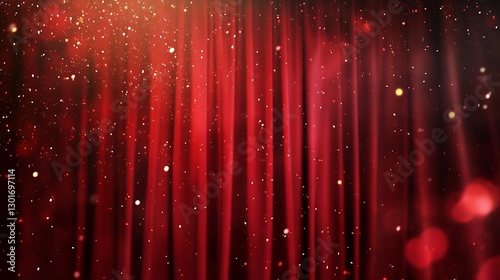 Red Curtain Background with Vertical Folds / 縦のひだがある赤いカーテンの背景