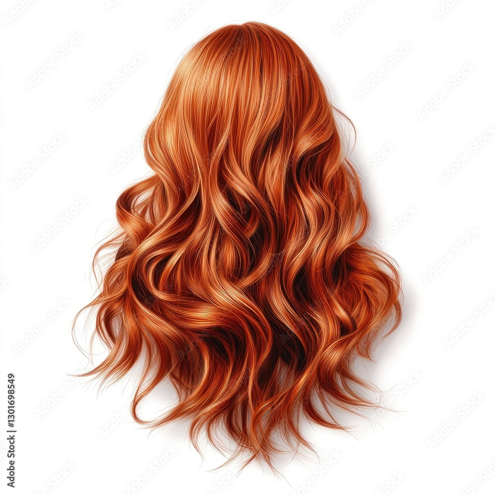 Fototapeta premium Realistic Back View of Healthy Wavy Copper Hair Silk