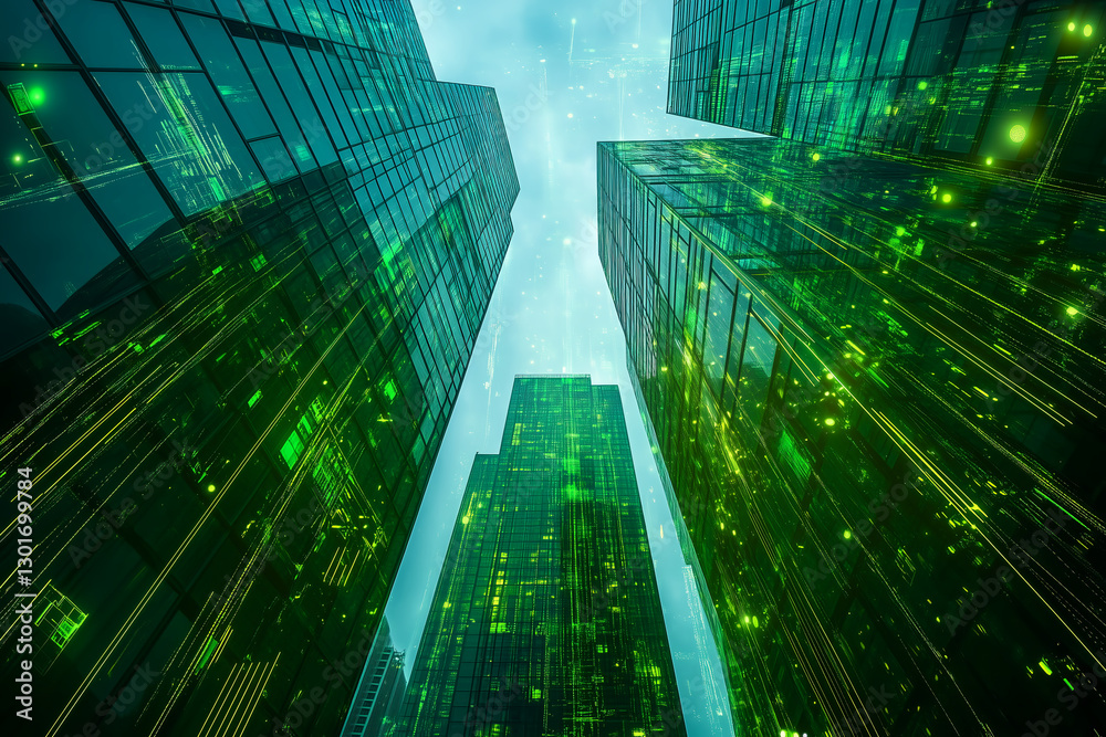 A high-tech futuristic financial district A high-tech futuristic financial district