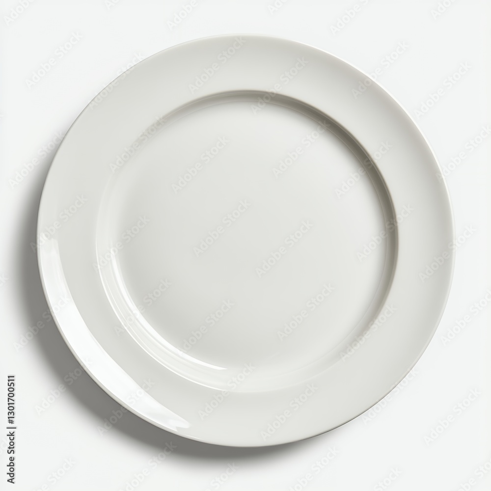 White Round Plate Simple Design on White Background Studio Shot White Round Plate Simple Design on White Background Studio Shot