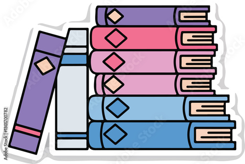Read book stickers vector art 
