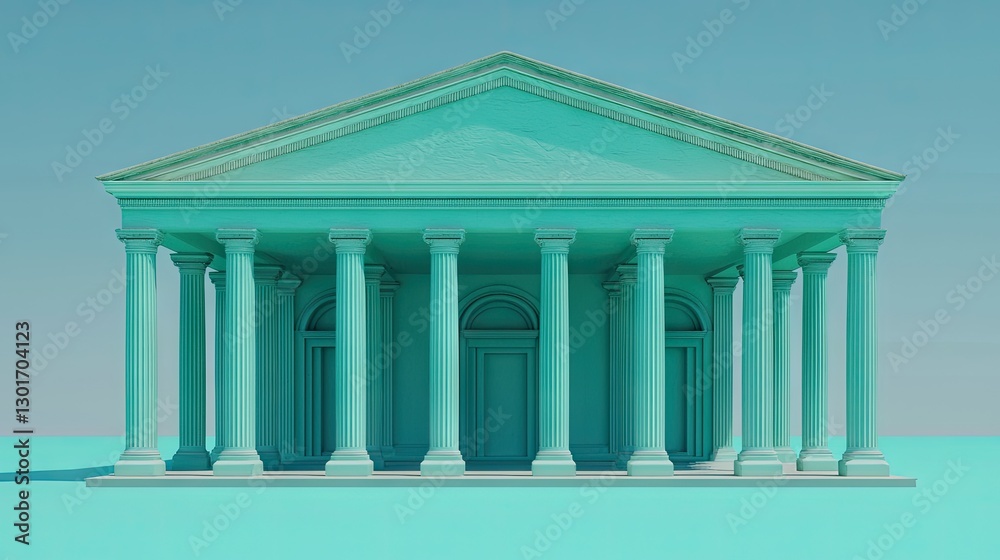 Obraz premium 3D Rendered Teal Classical Building