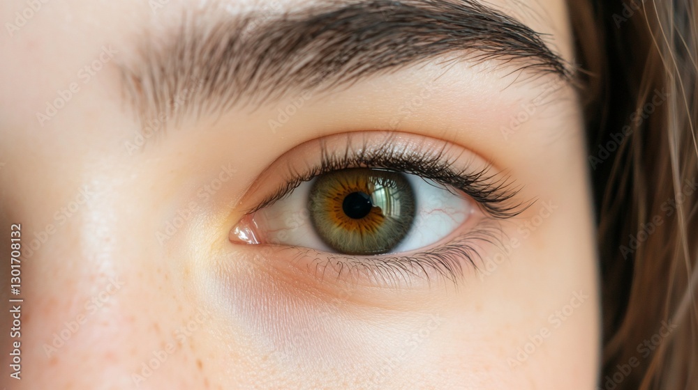 Obraz premium Close-up of a hazel eye, skin texture visible
