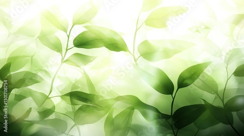 Delicate green leaves in soft light.  Possible use Nature backdrop photo