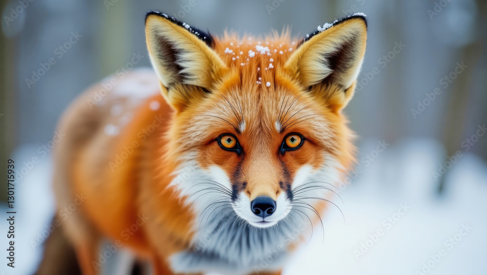 Obraz premium Fox roaming through a snowy landscape in a winter setting