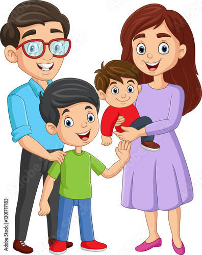 Cartoon illustration of a happy family
