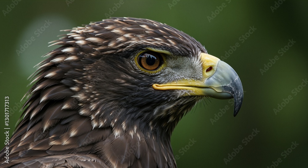 Majestic Sea Eagle with piercing gaze exuding strength and confidence set against a blurred green background Majestic Sea Eagle with piercing gaze exuding strength and confidence set against a blurred green background
