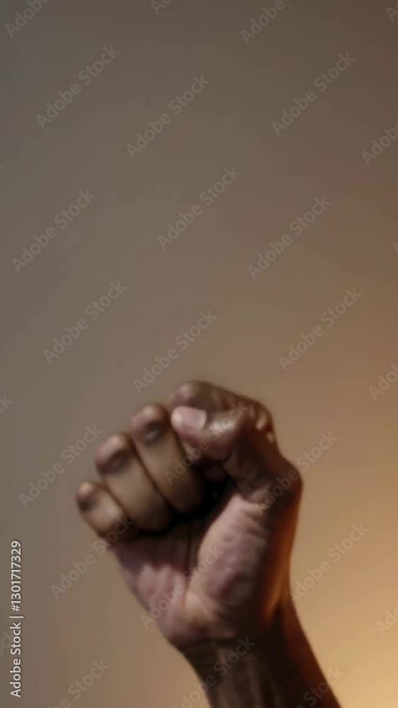 Empowered fist raised: symbol of strength, unity, and determination in motion Empowered fist raised: symbol of strength, unity, and determination in motion