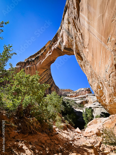 View of the Sipapu Bridge, a rock formation at the Natural Bridges National Monument