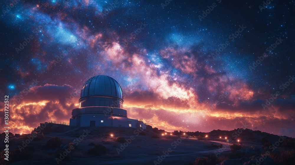 Obraz premium Stunning night view of a space observatory under a clear, starry sky