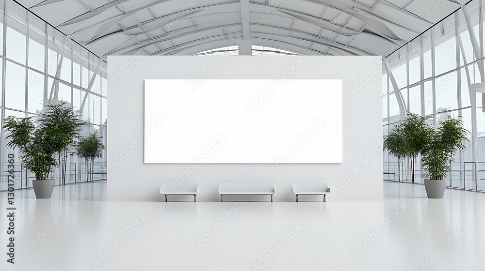 Fototapeta premium Modern Gallery Mockup: Large Blank Canvas in a Minimalist Space AI Generated