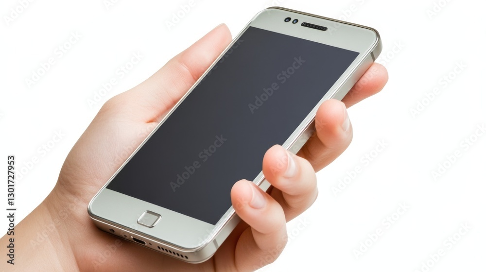 Holding a shiny silver smartphone close-up personal moment indoor setting focused viewpoint modern technology experience Holding a shiny silver smartphone close-up personal moment indoor setting focused viewpoint modern technology experience