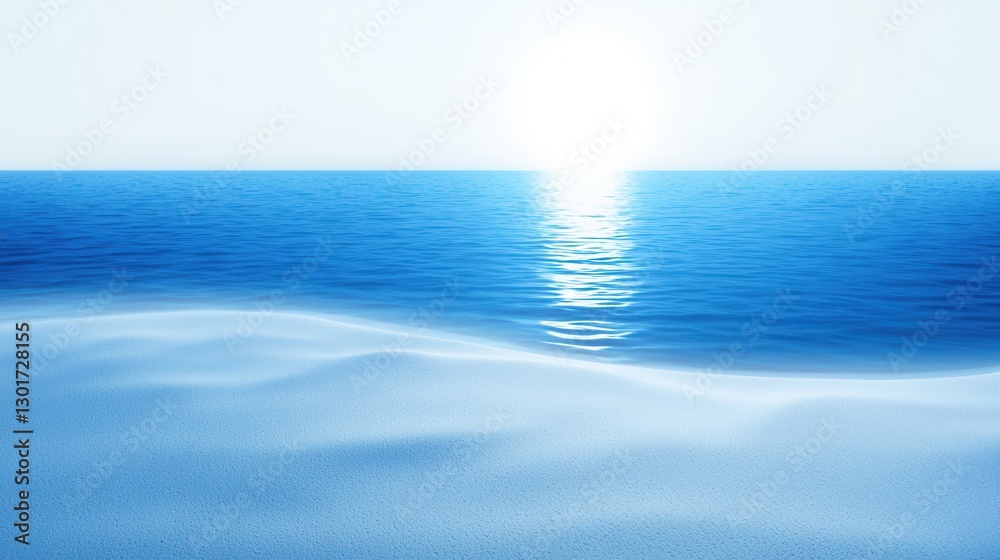 Obraz premium Tranquil seaside scene with glowing celestial stars reflected on the calm still surface of the ocean A serene and peaceful landscape with a calming and soothing atmosphere