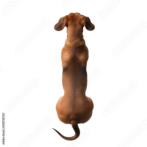 High-quality top-down view of a dachshund dog sitting