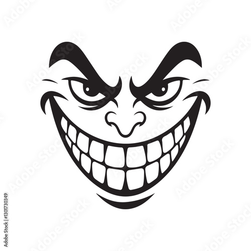 A terrifying smile face with sharp teeth Silhouette vector illustration