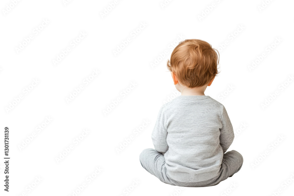 Child sitting quietly, facing away in soft sweater, cut out Child sitting quietly, facing away in soft sweater, cut out