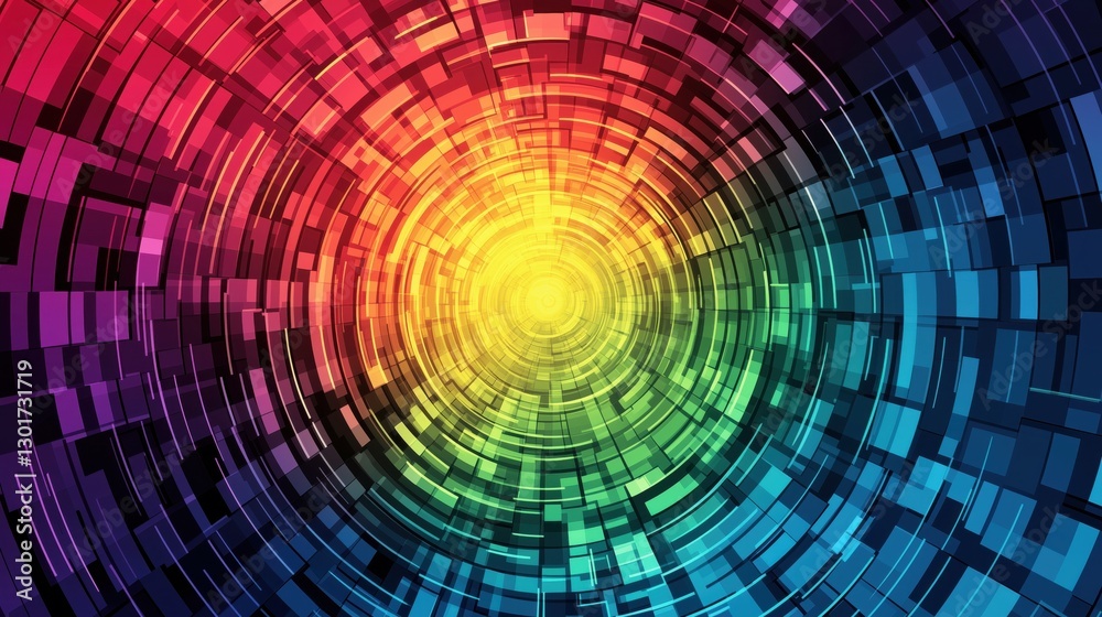 An educational infographic displaying the process of color mixing in a vibrant circular design. An educational infographic displaying the process of color mixing in a vibrant circular design.