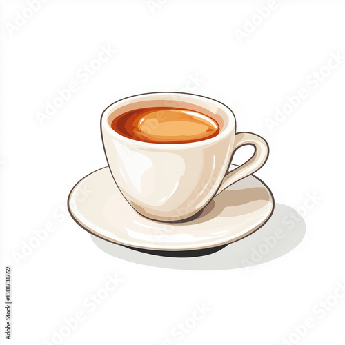 Wallpaper Mural A clean and simple illustration of an espresso shot in a small cup, emphasizing bold outlines and flat colors, isolated on a white background. Torontodigital.ca