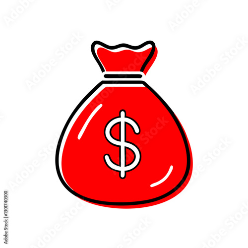 Red money bag symbolizing wealth and prosperity, financial concept