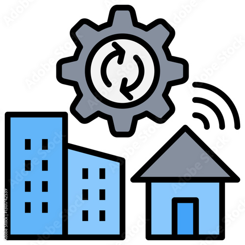 Hybrid Work Lineal Color Icon