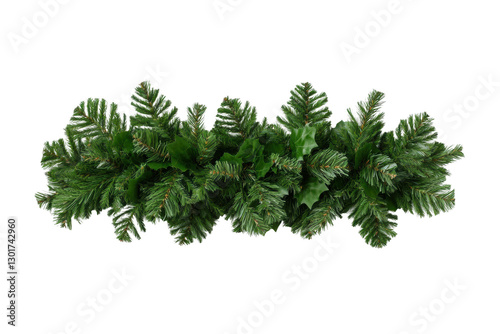 Green garland perfect for festive decorations, cut out