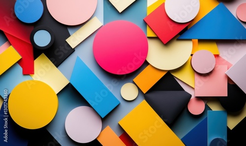 Wallpaper Mural Colorful geometric shapes arranged in overlapping, abstract, creative pattern. Torontodigital.ca