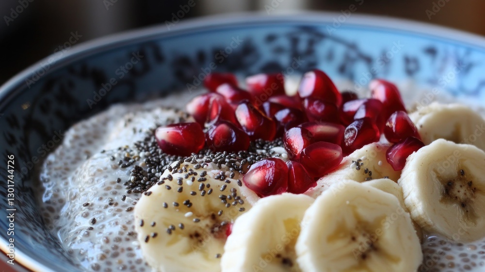 Delicious Chia Seed Pudding with Banana and Pomegranate Delicious Chia Seed Pudding with Banana and Pomegranate