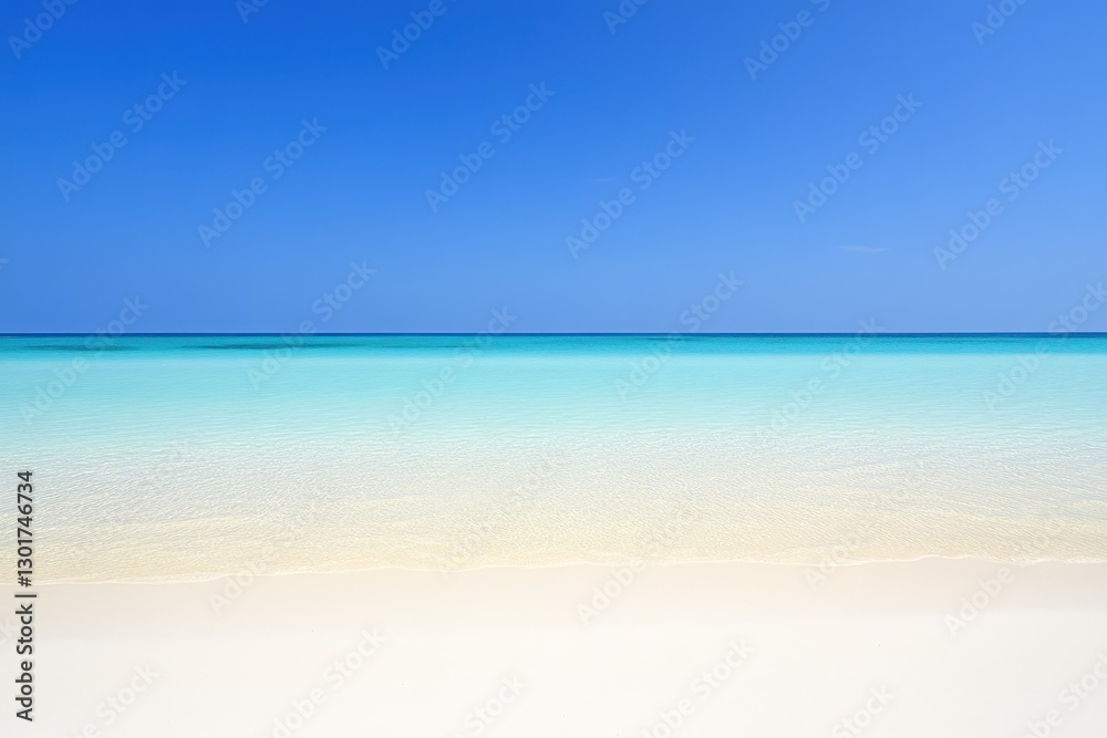 Tropical beach, calm ocean, clear sky, summer vacation Tropical beach, calm ocean, clear sky, summer vacation
