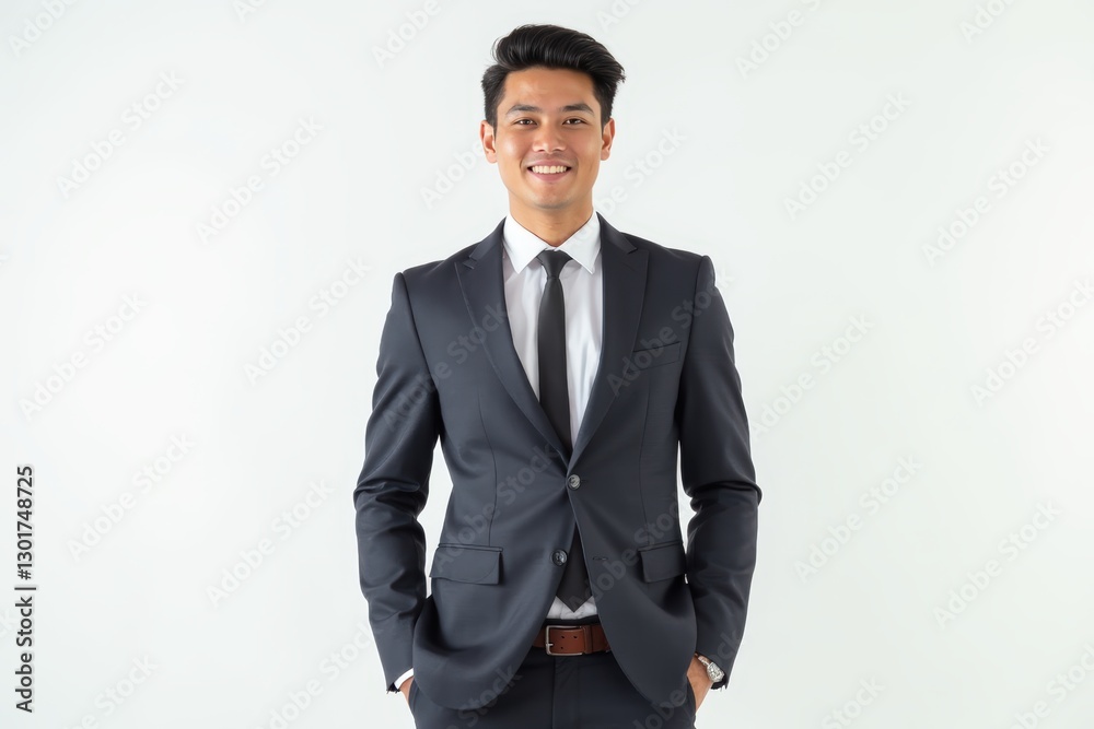 Half-Length (Waist-Up) portrait of young stylish smiling Chilean male model in formal wear isolated on pure white background looking at camera Half-Length (Waist-Up) portrait of young stylish smiling Chilean male model in formal wear isolated on pure white background looking at camera