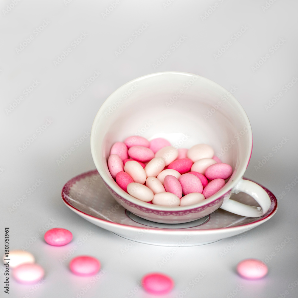 pink and white candy in a cup pink and white candy in a cup