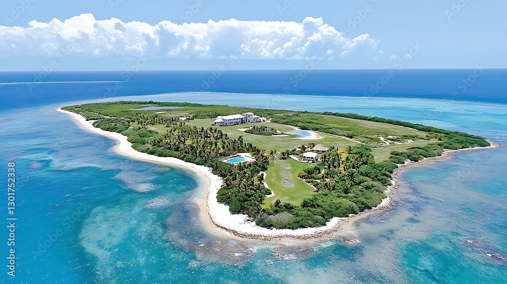 Obraz premium Relaxing island retreat tropical paradise aerial view scenic landscape