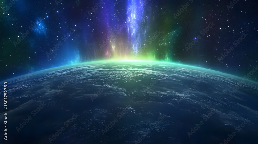 Fototapeta premium cartoon Aurora Borealis Australis in the space