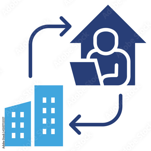 Hybrid Work Two Color Icon