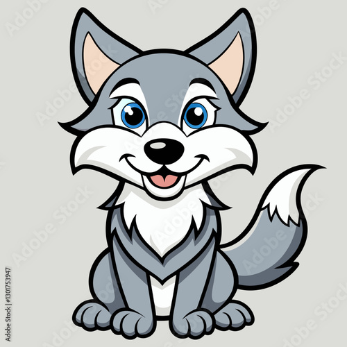 Cartoon wolf cub, Vector illustration