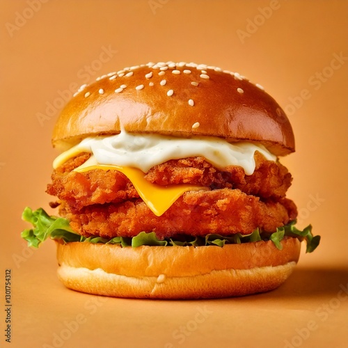 Obraz na płótnie chicken fillet sandwich with cheese and mayo w salonie