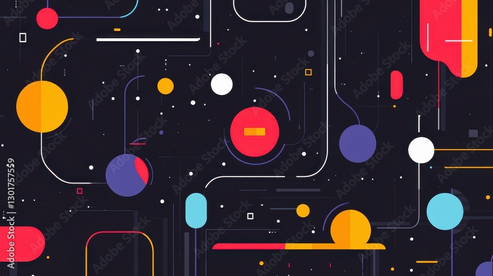 Obraz premium Explore the future with this abstract geometric circuit design, perfect for a modern digital cyberspace vibe.