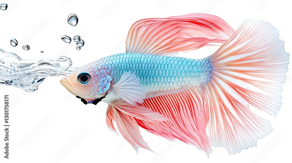 Fototapeta premium Colorful betta fish swimming in clear water aquatic setting close-up view