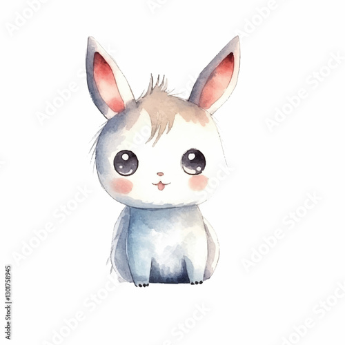 watercolors Cute unicorn surprised illustration