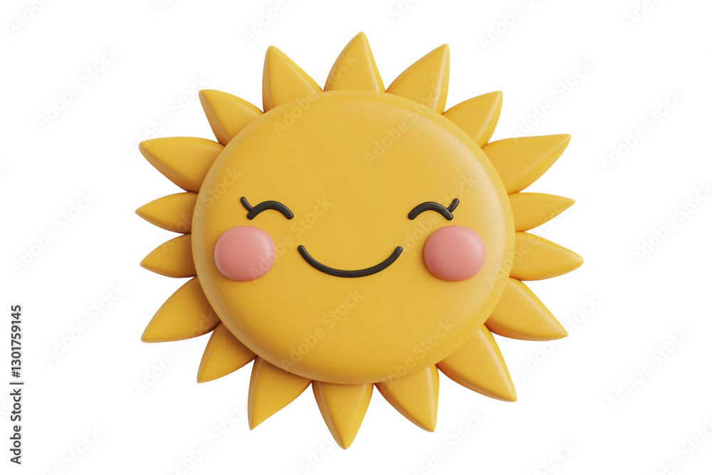 Happy yellow sun with a smiling face, cut out Happy yellow sun with a smiling face, cut out