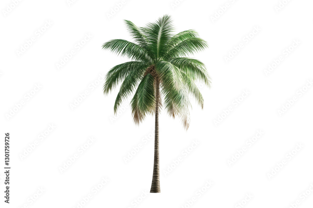 Obraz premium Tall palm tree with lush green fronds for nature, cut out