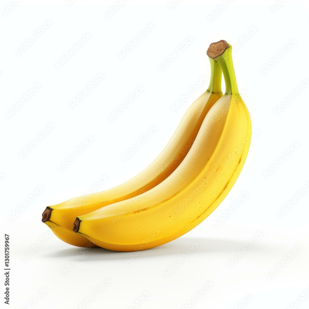 A vibrant, ripe banana cut in a unique di cut style, showcased against a clean, white backdrop for a fresh look. A vibrant, ripe banana cut in a unique di cut style, showcased against a clean, white backdrop for a fresh look.