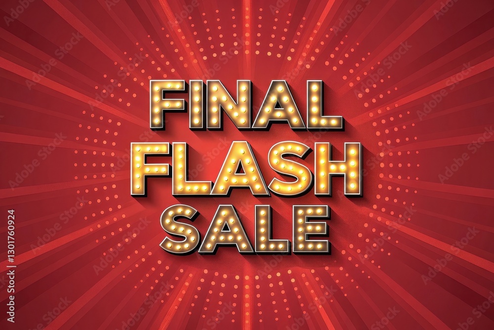 Exciting final flash sale with vibrant lights and dynamic red background inviting eager shoppers to take advantage. Generative AI