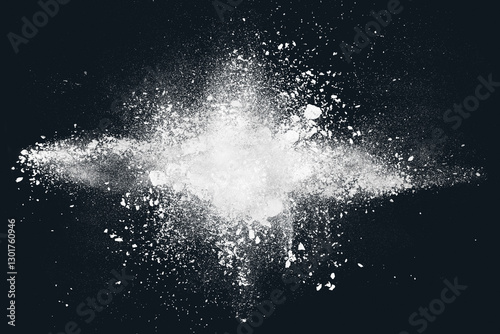 Abstract design of white powder particles explosion cloud
