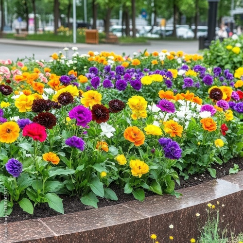Wallpaper Mural Vibrant flowerbed city park landscaping spring Torontodigital.ca