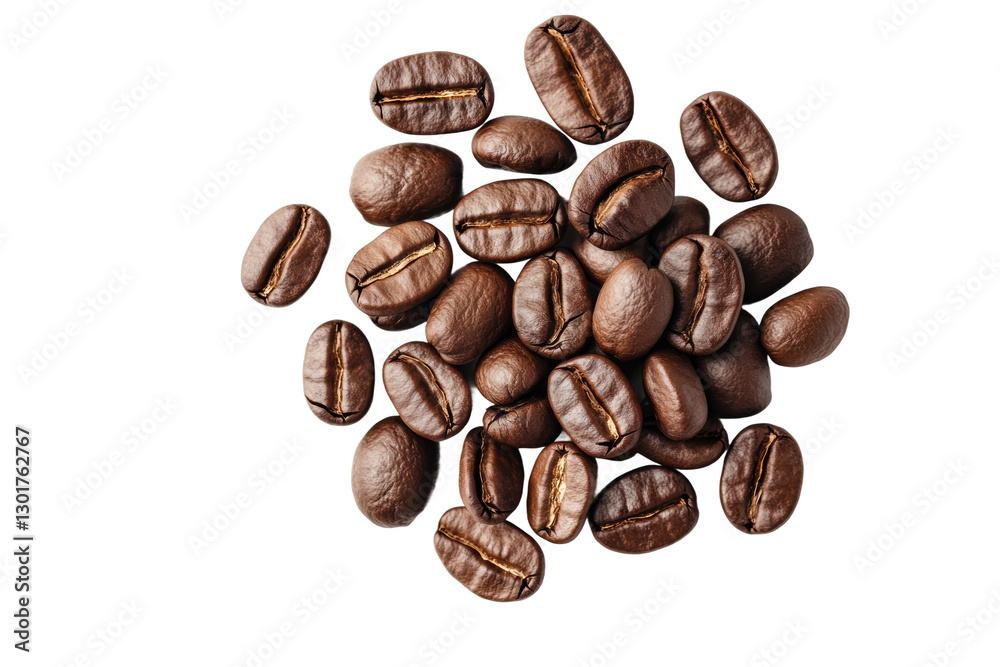 Fototapeta premium Coffee beans piled on white background, cut out