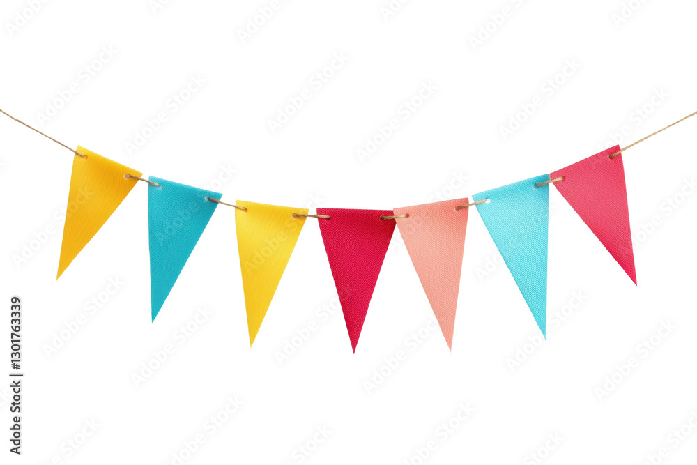 Colorful bunting with vibrant paper flags, cut out Colorful bunting with vibrant paper flags, cut out