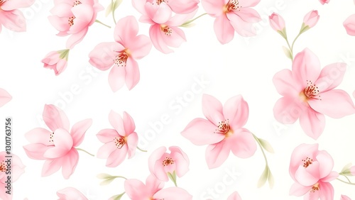 Wallpaper Mural seamless pattern of pink magnolia flowers on white background, animated, giving lively and vibrant feel Torontodigital.ca
