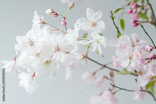 Wallpaper Mural Delicate cherry blossoms bloom gracefully against a serene backdrop in spring's enchanting embrace. Generative AI Torontodigital.ca