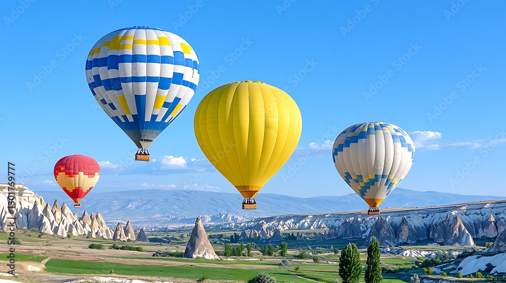 Obraz premium Hot air balloon festival cappadocia travel photography scenic landscape aerial view adventure